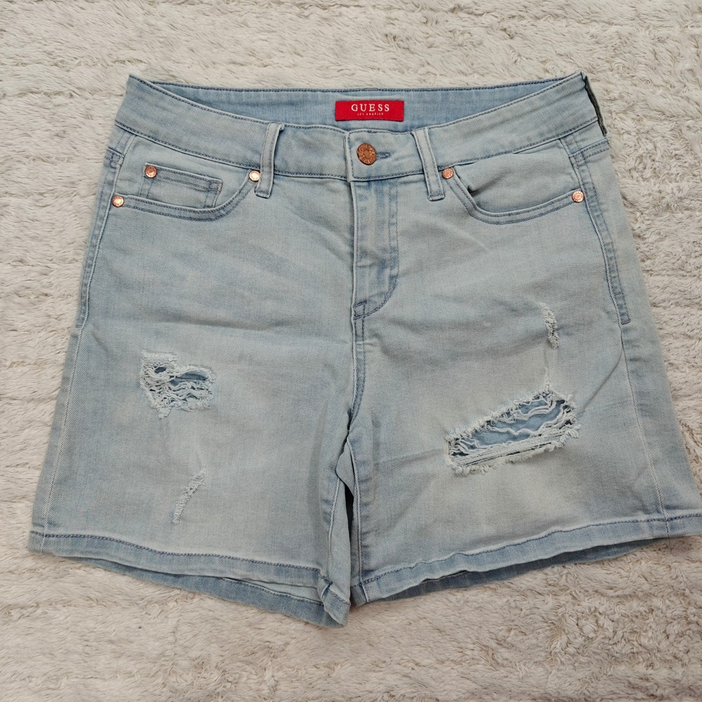 Guess Denim Jean Shorts‎ Womens Size 28 Mom Distressed Downtown Streetwear Indie